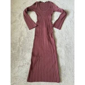 WAYF Size M Alexi‎ Long Sleeve Rib Bodycon Midi Dress in Mauve/Purple